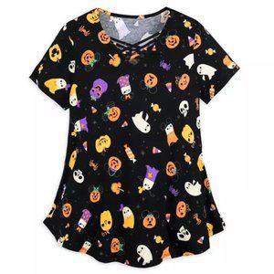 DISNEY HALLOWEEN MICKEY MOUSE MINNIE PUMPKIN GHOST KAWAII CUTE PRINT TOP SHIRT M